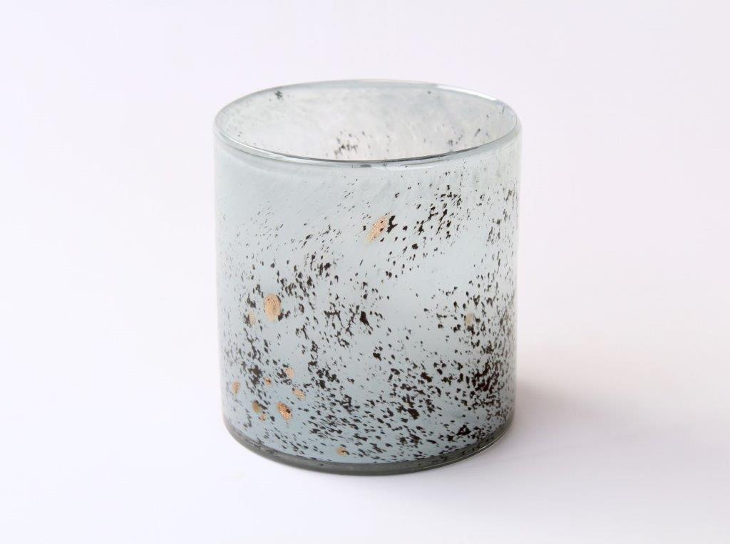Large Black & Gold Glass Candle Holder
